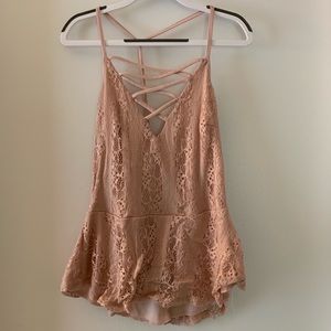 Charlotte Russe Lace-Up V-Neck Spaghetti Strap